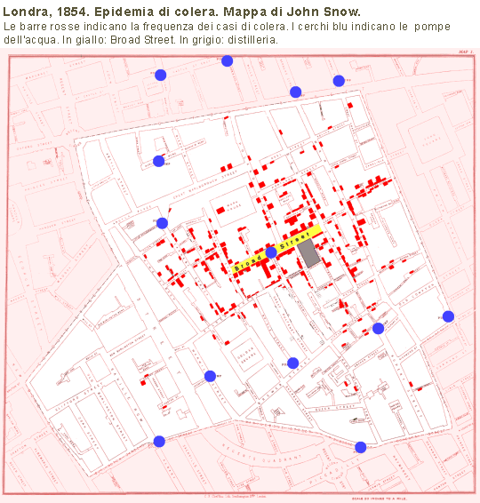 Epidemiologia veterinaria: colera Londra 1854 - mappa