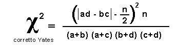 Formula del chi-quadrato corretto Yates